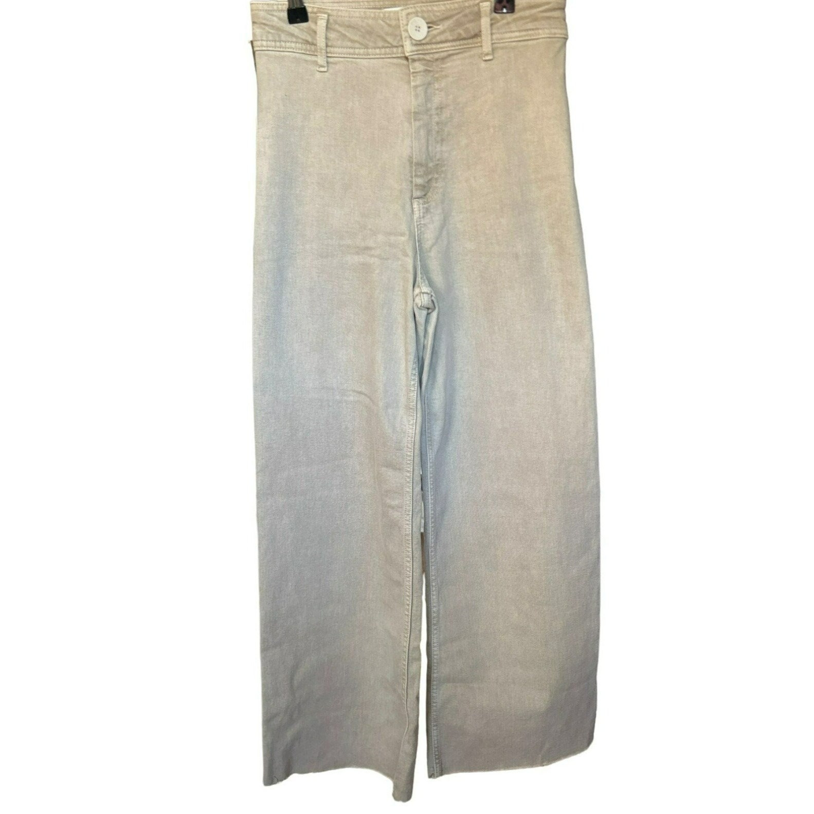 Zara Women's Beige High Waisted Wide Leg Denim Jeans Size 4