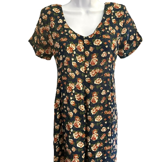 Vintage Express Women's Navy Blue Floral Jumpsuit… - image 1