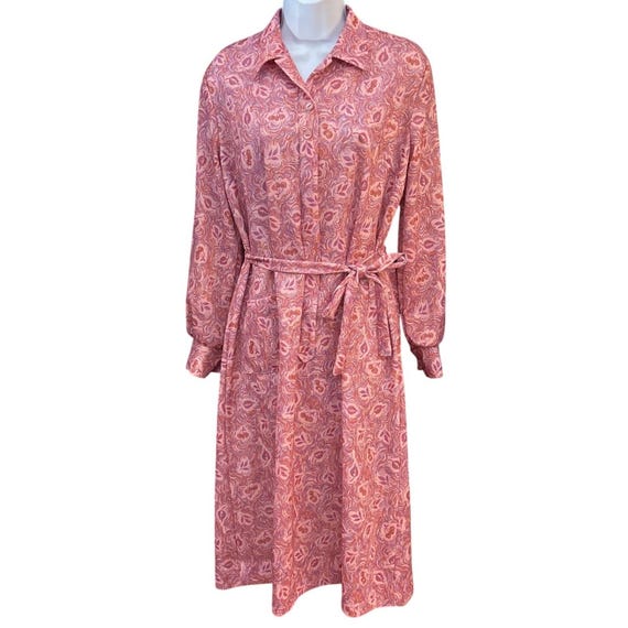 wisp jersey dress 70s Vintage Shirt Pink Paisley Psychedelic Retro Mod Cherry Print Bows Dresses