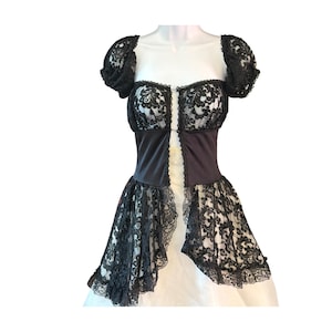 Top de lencería vintage coqueta, romance gótico, coqueta caprichosa, grunge suave imagen 1