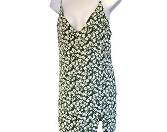 Reformation Green Microfloral Cottagecore Marlow Mini Dress Cilantro Large Euc