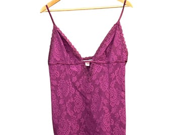 2004 Victoria's Secret Lace Camisole Y2K Coquette Romantic Magenta Purple Top L