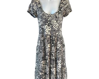 Maeve By Anthropologie Black White Floral Print Catalina Tiered Maxi Dress Small
