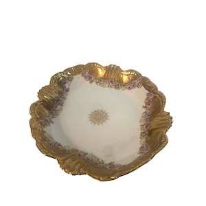 Vintage Purple Gilt Blakeman Henderson 1890s Limoges French Porcelain Bowl