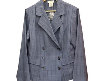 Blazer vintage Pride & Joy Glen Plaid doppiopetto scuro Academia Officecore
