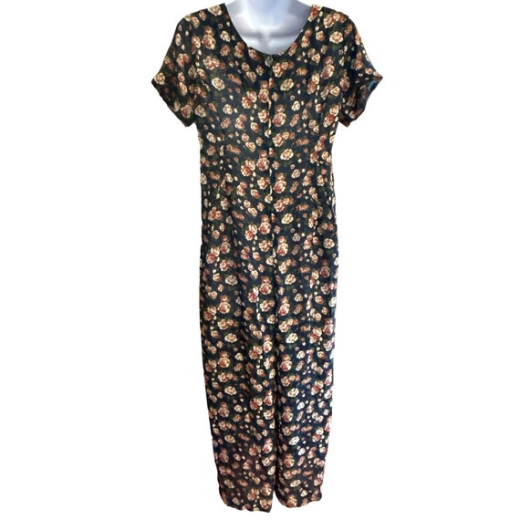 Vintage Express Women's Navy Blue Floral Jumpsuit… - image 5