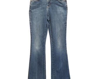 Levi's Perfect Slimming Flare Jeans uit de jaren 2000, Y2K Boho Retro Denim, medium wassing, maat 4 M