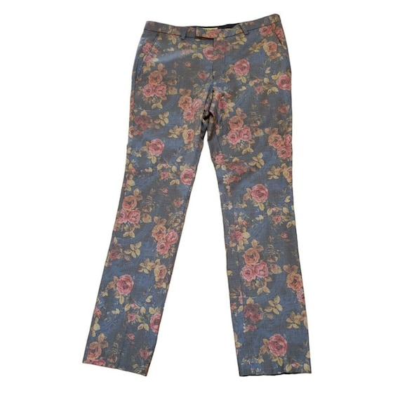 Noose & Monkey Women's Floral Rose Printed Straight Leg Wool