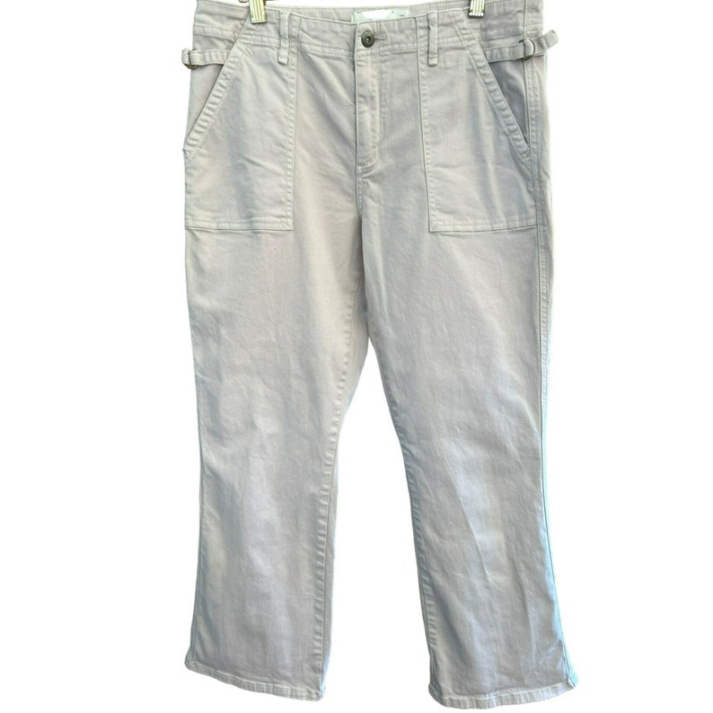 Anthropologie Women's Light Khaki Cargo Pants Size 31 Adjustable Waist image 1