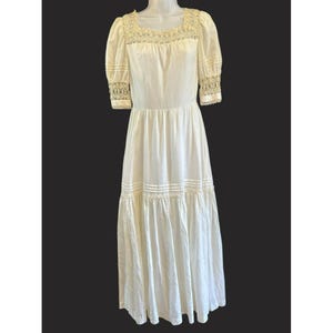 Vintage Catherine Cooper 1970 Edwardian Handmade Cottagecore Prairie Maxi Dress