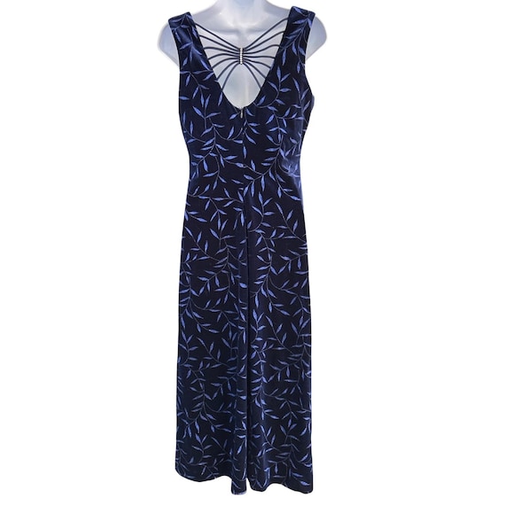 Molly Malloy Petite Evening Dress Size 10 Blue Velvet Leaf Sleeveless Maxi  - Etsy Israel