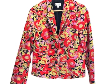 Blazer Isaac Mizrahi vintage de l'an 2000 Robe florale maximaliste en dopamine colorée