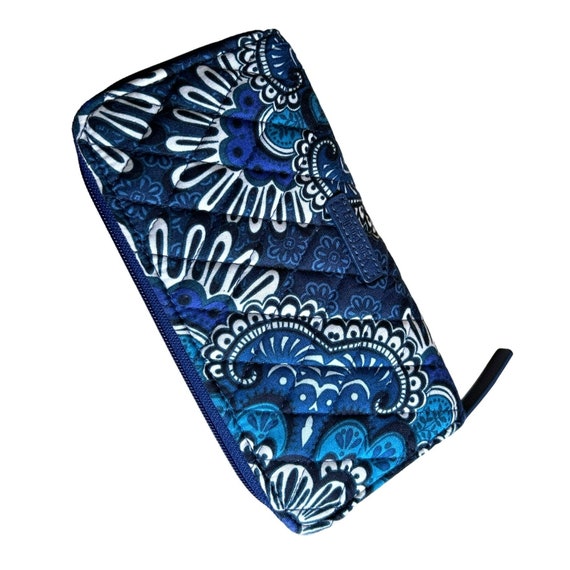 Vera Bradley Blue Tapestry Zippered Multi Pocket … - image 3