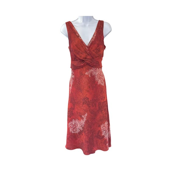 ann taylor floral midi dress Ann Taylor Floral Twist Midi Dress Size 4 Cafe Au Lait Women's