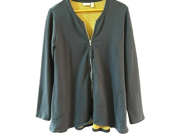 Logo Lounge damesvest zwart met rits, lange mouw, maat Small Casual Work