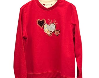 Felpa sportiva vintage anni '90 Studio Works con grafica a cuore, stile Grandmacore e civetta.