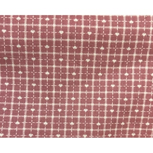 1990 Fabric Traditions Cotton Fabric Heart Grid Dusty Rose Cottagecore Vintage