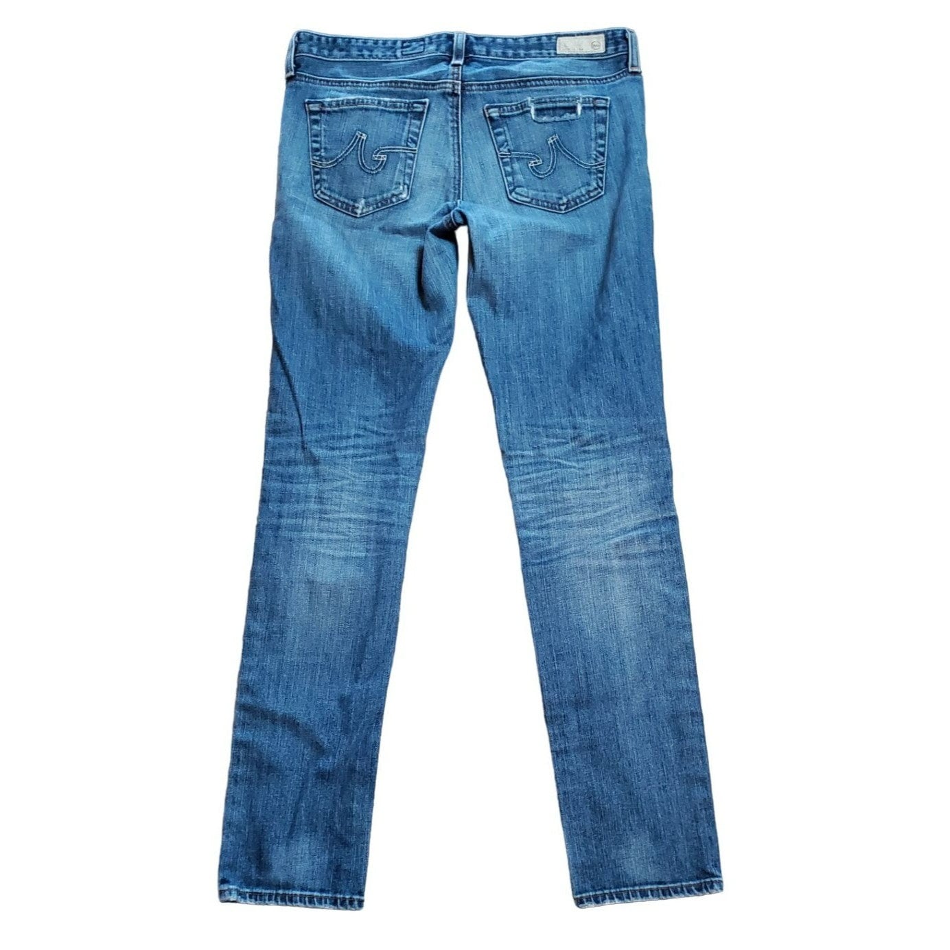 ag the stilt cigarette leg jeans Adriano Goldschmied AG Women's Stilt Cigarette Leg Denim Jeans Size 28R  Distressed Medium Wash