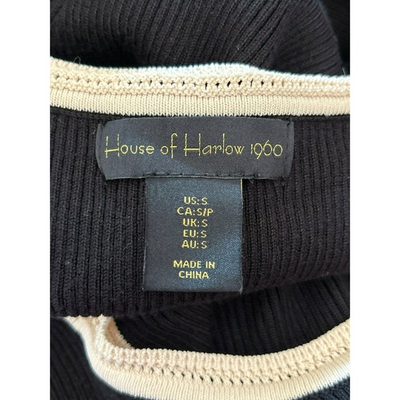 House of Harlow 1960 Women's Black Ribbed Knit Crocheted Collar Tank Dress Small Minimalist