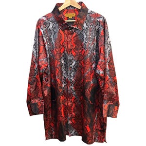 Prestige Original Button Down Shirt Red Snakeskin Maximalist Streetwear Clubwear