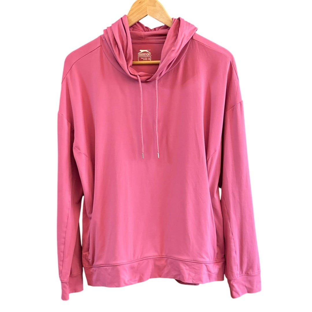 Sudadera con capucha rosa Slazenger para mujer, talla XL, ligera