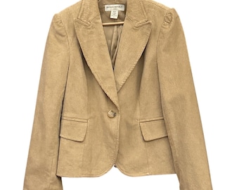 Vintage 2005 Banana Republic Corduroy Blazer Dark Academia Preppy Tan 12 Classic