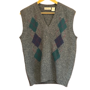Vintage Brian MacNeil Sweater Vest Argyle Dark Academia Grandpa Core 100% Wool image 1