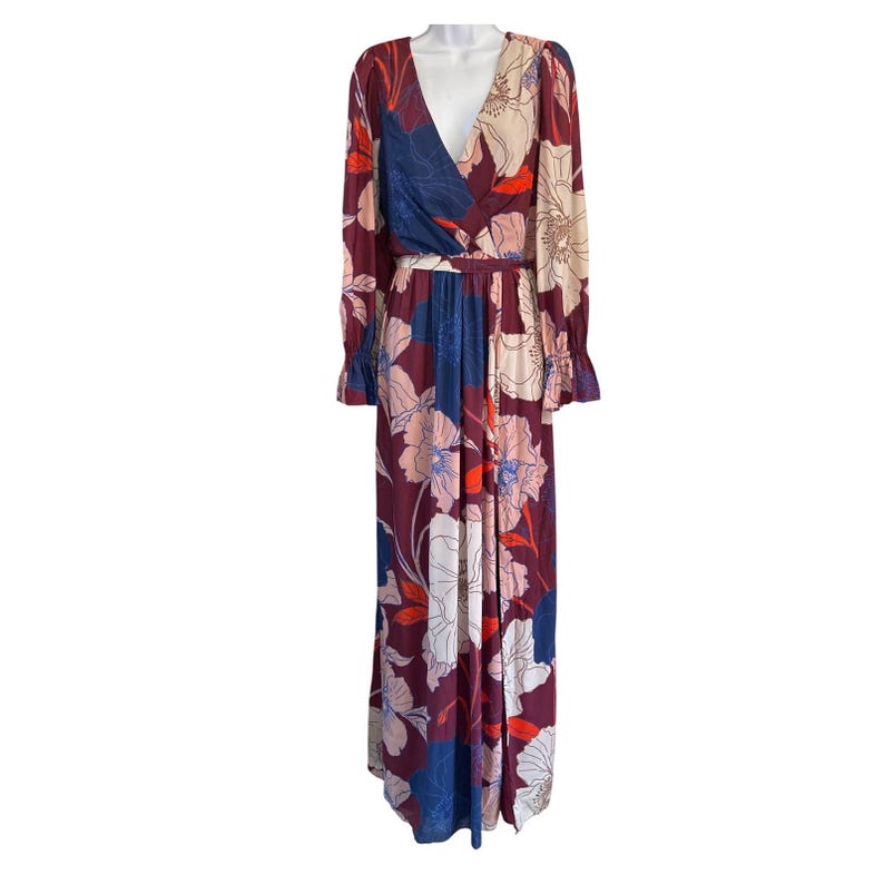 Adrianna Papell Floral Maxi Dress Boho Chic Romantic Wedding Guest Whimsigoth image 1