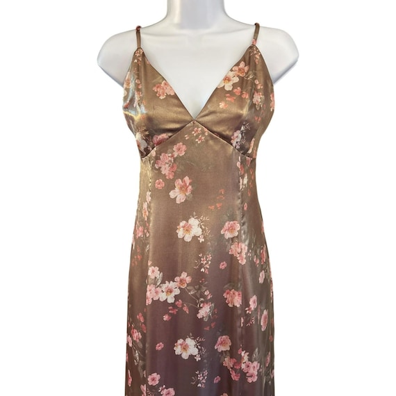 WAYF Brown Metallic Satin Floral Baby Doll Midi Dress Size Small  Cottagecore - Etsy Israel