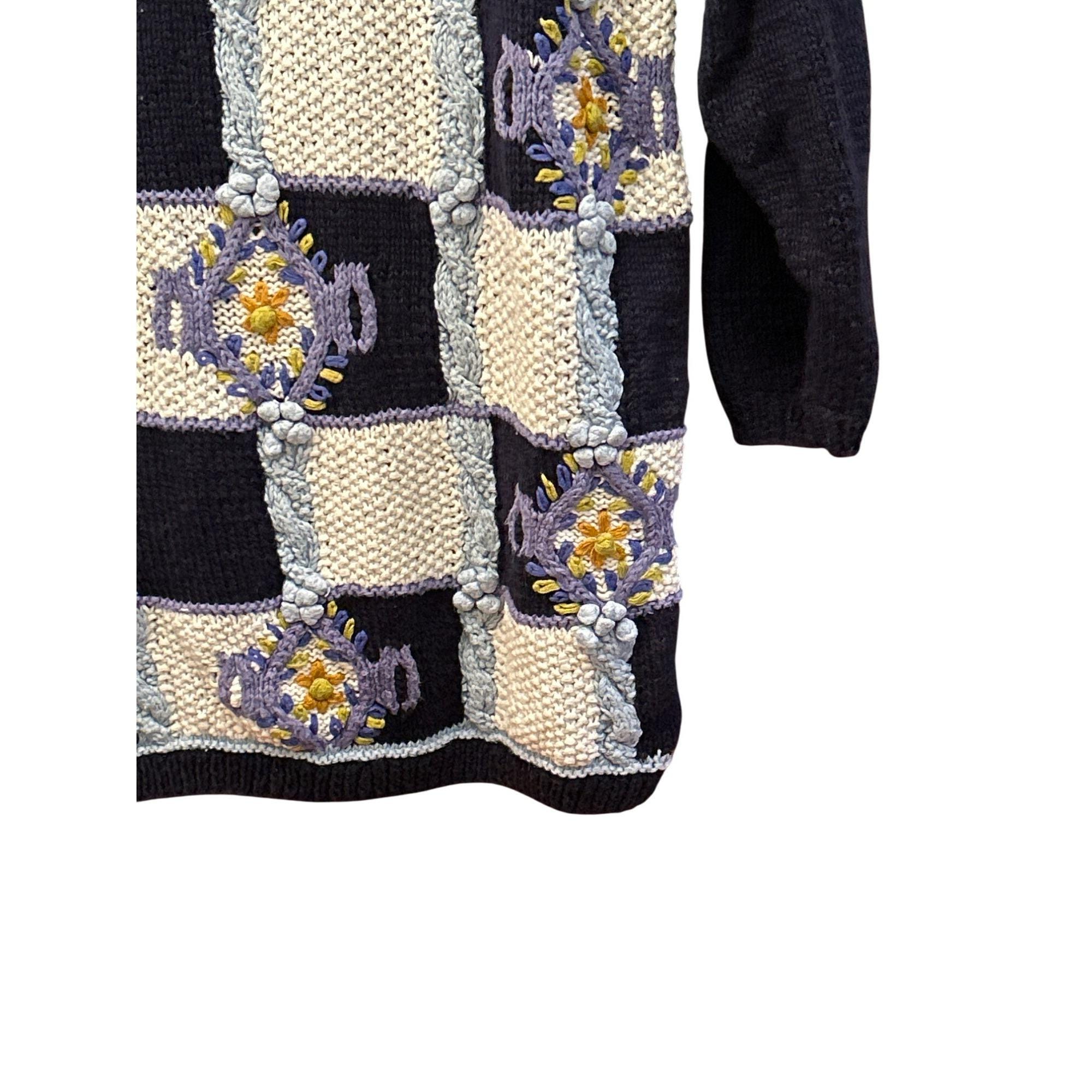 【archive】90s Flower brown knit sweater Brown Floral Sweater 80s 90s Vintage Beige Pink Chenille