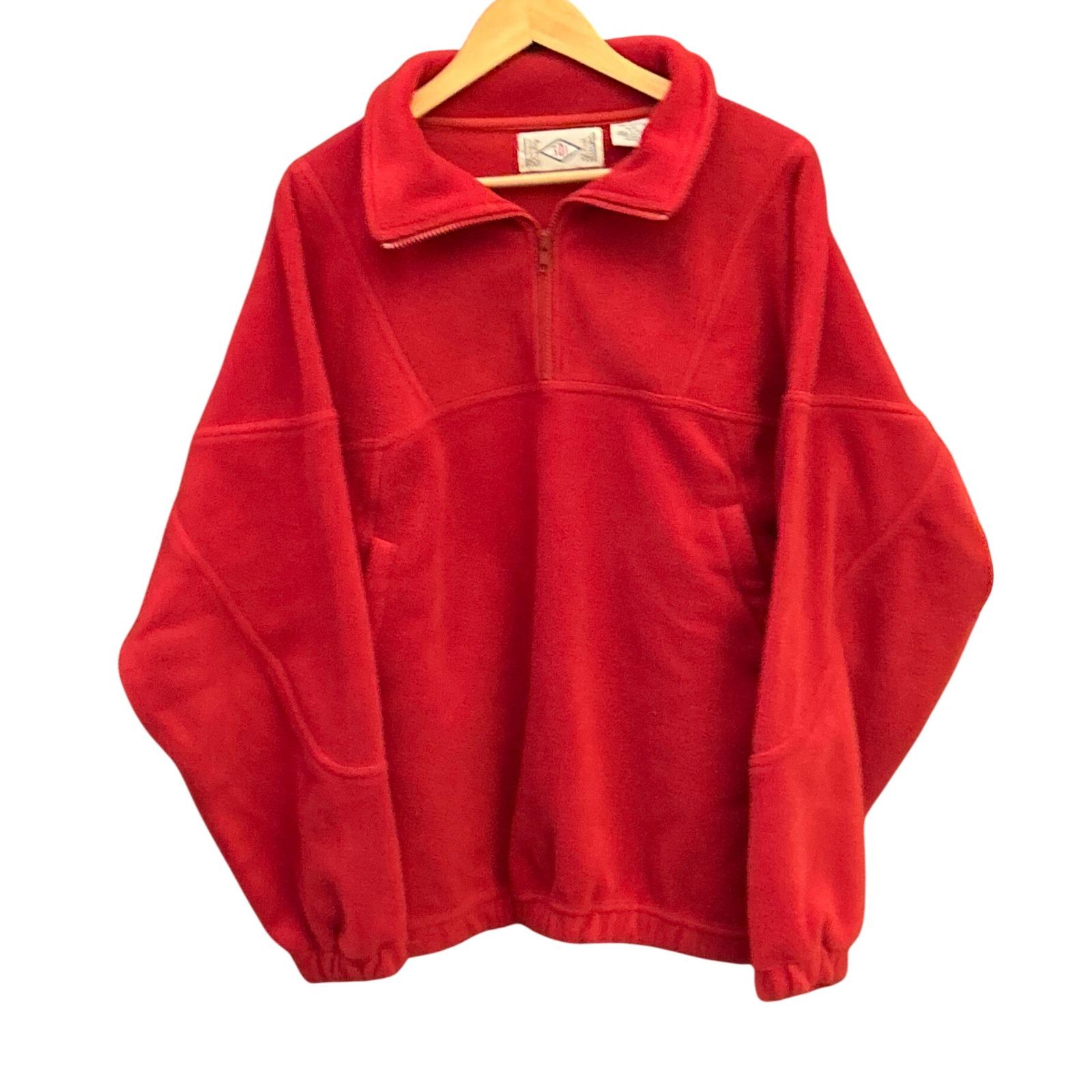Vintage 90s SDI Red Fleece Jacket Southwest Aztec Geometric Made