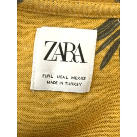 Zara Women's Mustard Yellow Tropical Knit Short Sleeve Shirt