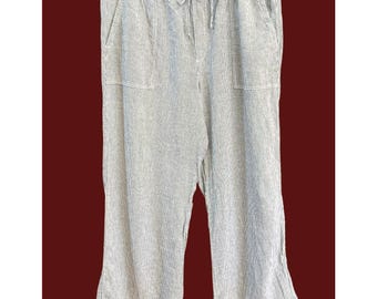 Pantalones de lino a rayas con cordón ajustable para mujer Gap, corte holgado, talla XL, informales y cómodos