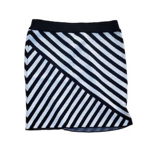 Cynthia Rowley Black White Striped Pull On Abstract Wool Blend Women&#39;s Small Skirt