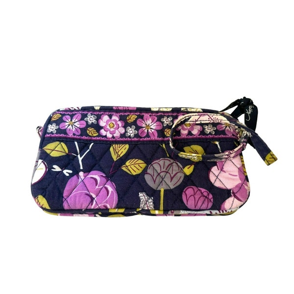 Vera Bradley Purple Floral Nightingale Wallet Wristlet EUC