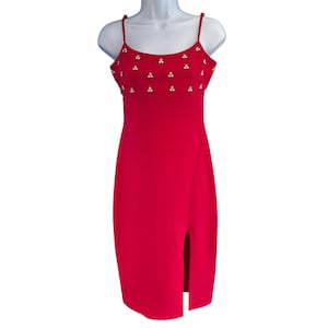 Y2K City Studio Red Rhinestone Embellished Cocktail Dress Size 7/8 Sleeveless