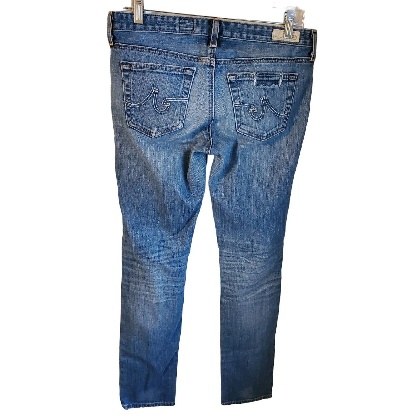 ag the stilt cigarette leg jeans Adriano Goldschmied AG Women's Stilt Cigarette Leg Denim Jeans Size 28R  Distressed Medium Wash