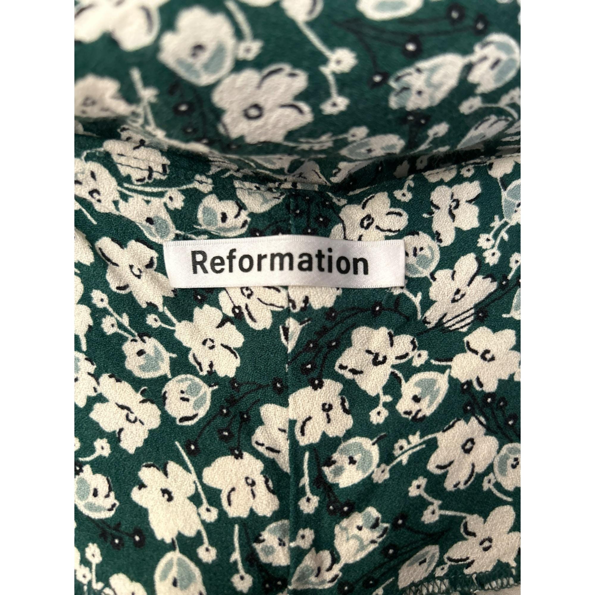 Reformation Green Microfloral Cottagecore Marlow Mini Dress Cilantro Large Euc
