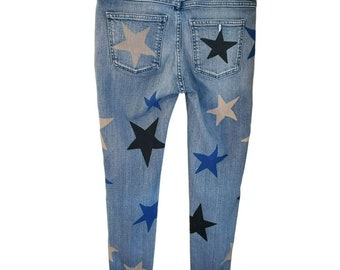 【関税込み】Stella McCartney Balloon shape jeans Stella Mccartney Women's Blue Star Printed Denim Jeans Size