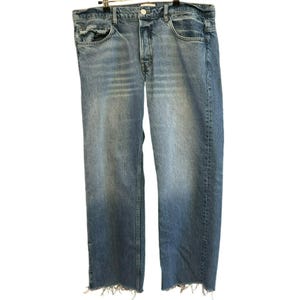 Frame Men&#39;s The Straight Raywood Clean Button Fly Denim Jeans 36 x 30 Frayed Hem