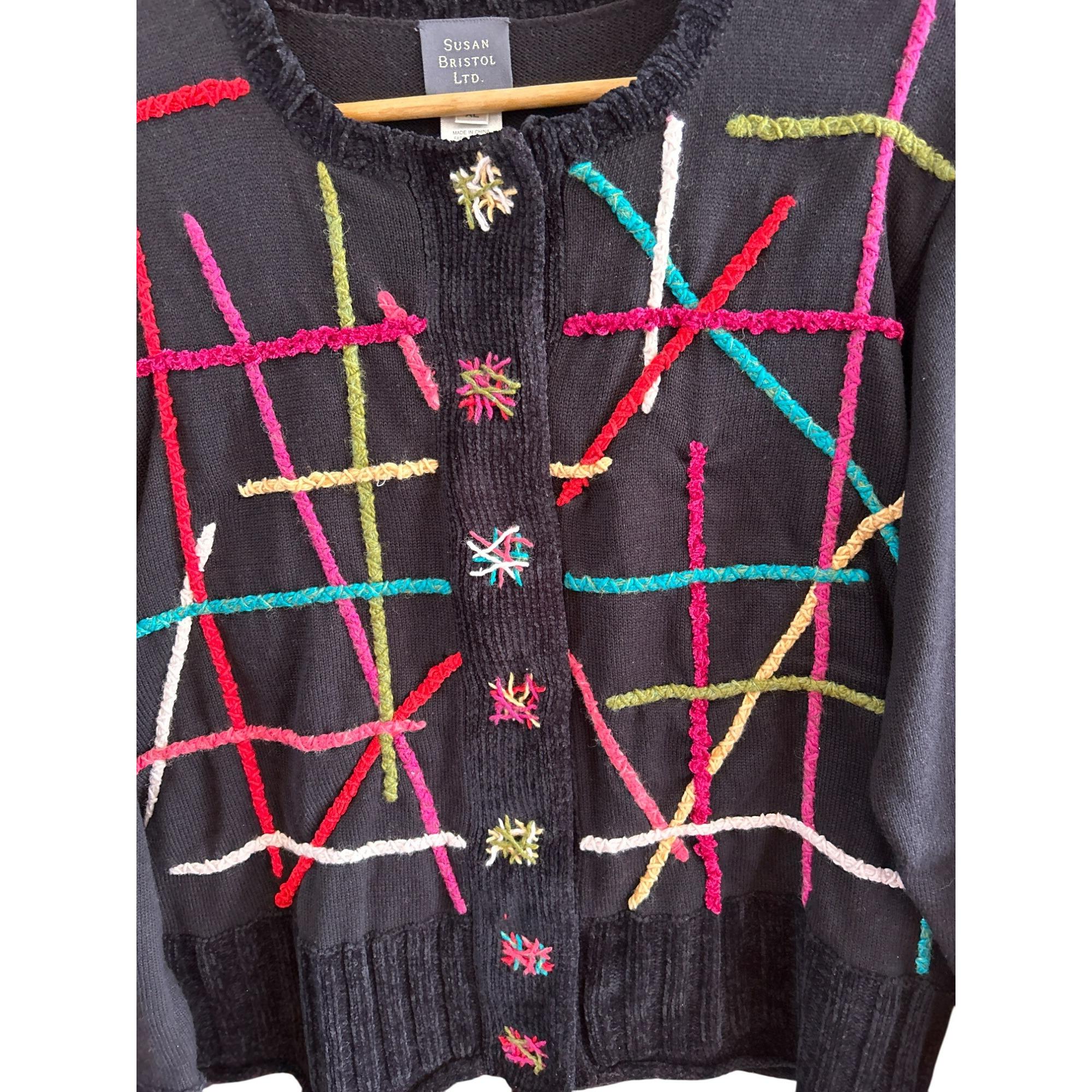 Pull Femme Susan Bristol Brodé Main - Taille M - Occasion En Très Bon état