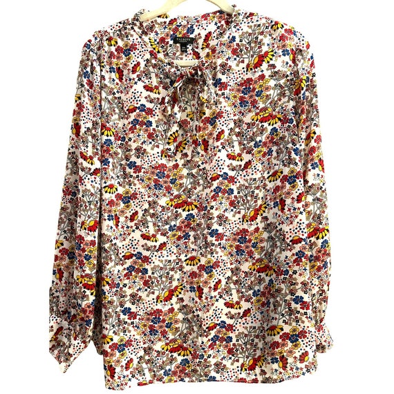 Blusa floral retro multicolor Talbots Petite talla grande para