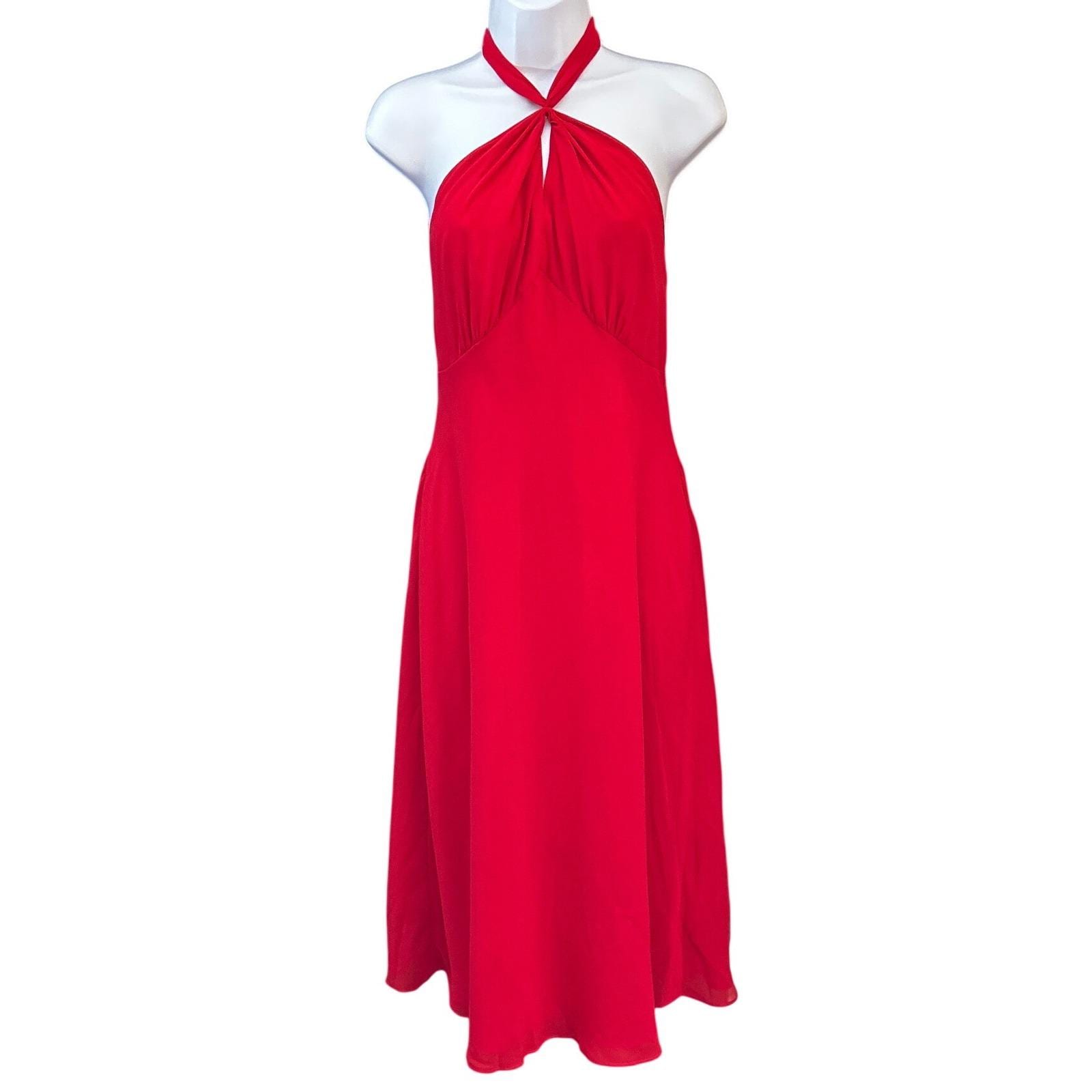 Red Chiffon Midi Dress - Etsy