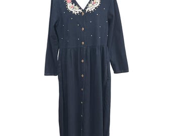 sachin and babi light blue dress ZARA Women's Embroidered Denim Halter Midi Dress Sequins Embroidered - Size  XS main image 1