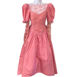 Abito da ballo rosa vintage anni '80, stile Regencycore, civetta, ballo di fine anno, matrimonio, stile vittoriano