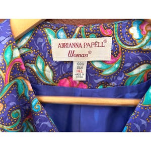 90s Adrianna Papell Plus Silk Paisley Jewel Tone Blazer Baroque Floral 14L image 4