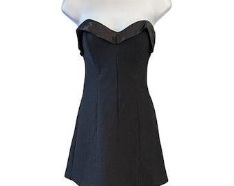 Vintage Betsey Johnson Strapless Dress Satin Trim Sweetheart Neckline Sz S Y2K
