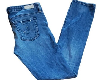 Adriano Goldschmied AG Women's Stilt Cigarette Leg Denim Jeans Size 28R  Distressed Medium Wash