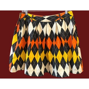 Hot Topic Retro Harlequin Pleated A-Line Bold Argyle Skirt Large Academia