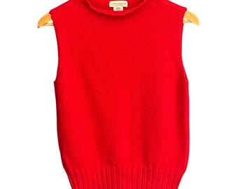 90s Yarnworks Sweater Vest Preppy Dark Academia Red Knit Sleeveless Top Small